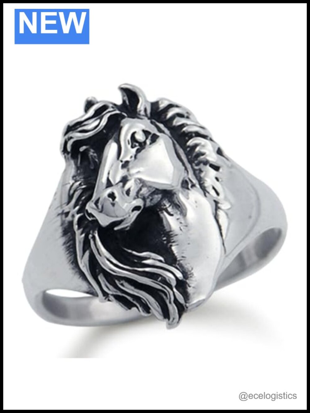 Sterling Silver Horse Ring Statement Modern size 8 Gift Box